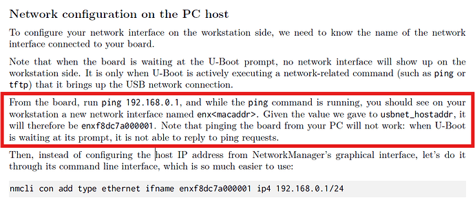 Network configuration on the PC host